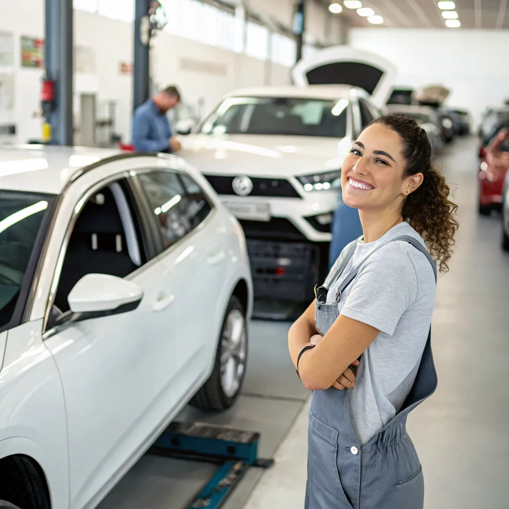 Satisfied client at car service